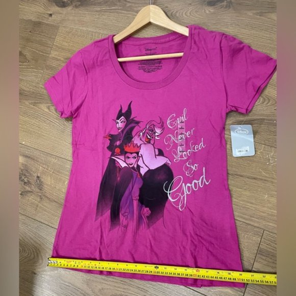 BNWT Disney Store Villains “Evil Never Looked So Logo” T-Shirt Sparkly Purple L - Picture 6 of 7